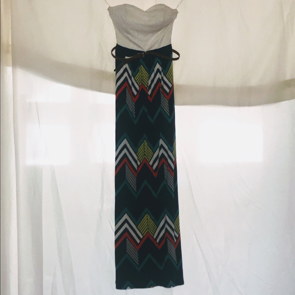 Tube-top multicolor maxi dress
